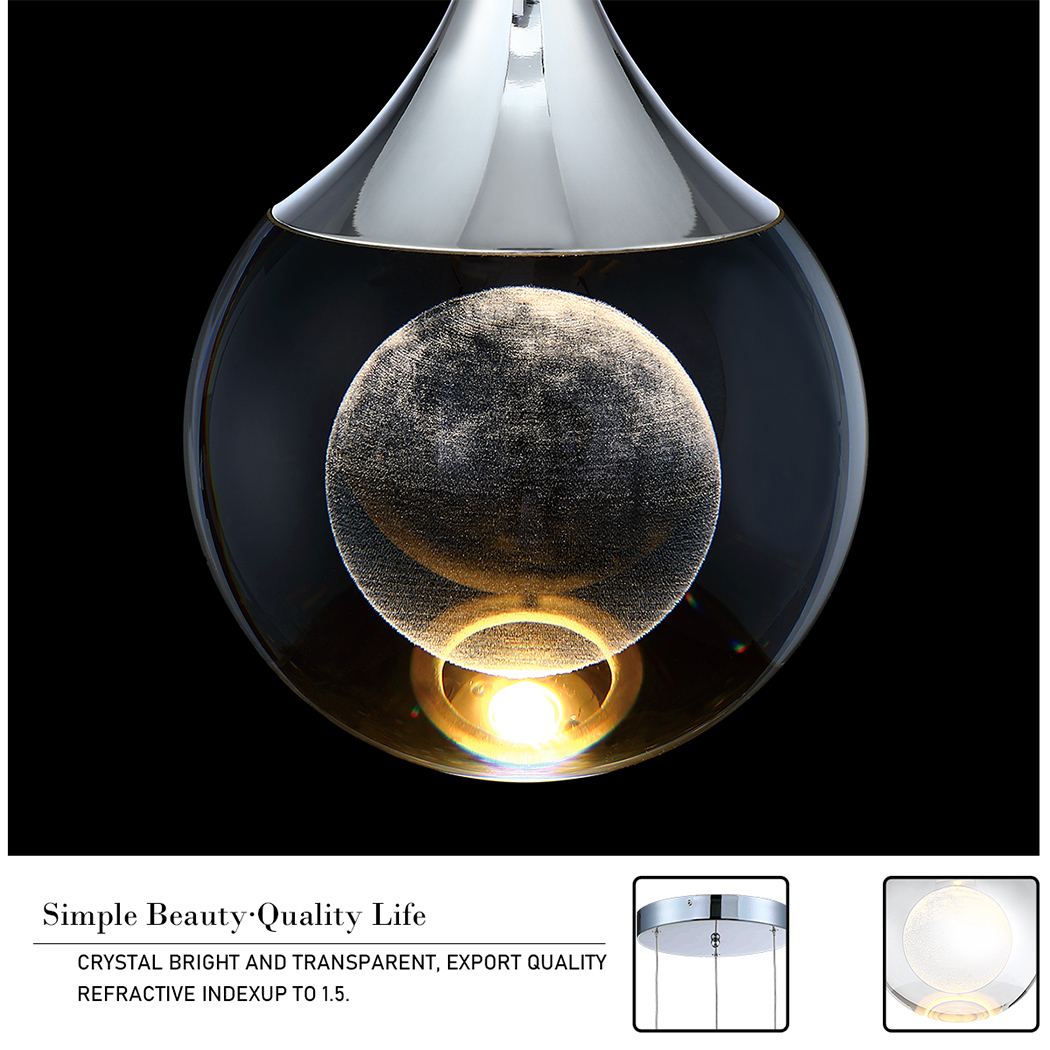 JoollySun Cluster Pendant Light with Crystal Moon Ball