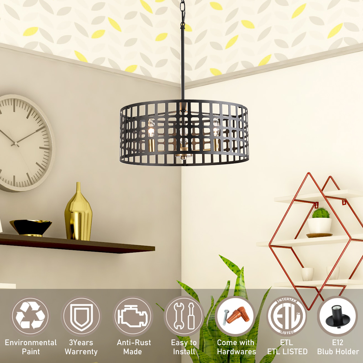 drum chandeliers for dining room black