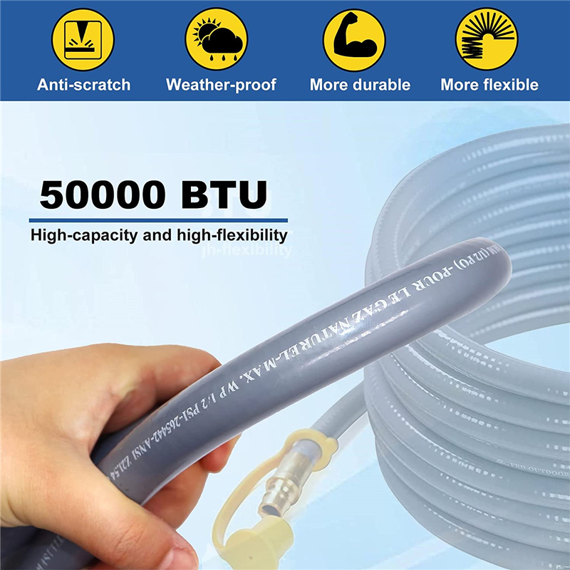 Natural Gas Hose 12ft with Quick Connect/Disconnect 3/8" Male Flare for 3841301 