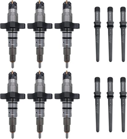 Set of 6 Diesel Common Rail Fuel Injectors & Connector Tubes fit for 2004-2009 Dodge Ram 2500 3500 5.9L 0445120238