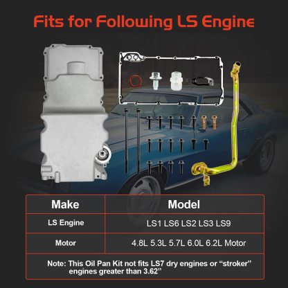 Oil Pan Kit 302-2 For LS Engines (LS1, LS2, LS3, 4.8L, 5.3L, 6.0L, 6.2L) – Fits Camaro, Firebird, Nova, G-body, A-body