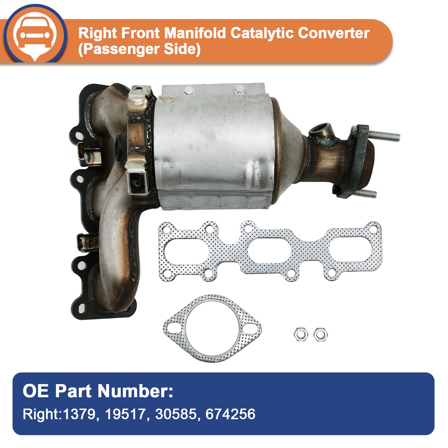 2013-2019 Ford Lincoln Front Catalytic Converter Set Fit for Ford Explorer FLEX, Lincoln MKS MKZ - Part Number 19516 19517