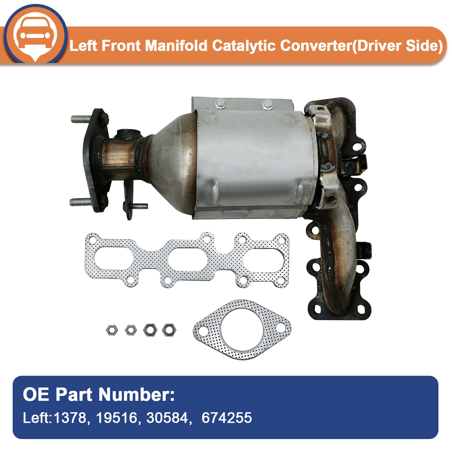 2013-2019 Ford Lincoln Front Catalytic Converter Set Fit for Ford Explorer FLEX, Lincoln MKS MKZ - Part Number 19516 19517