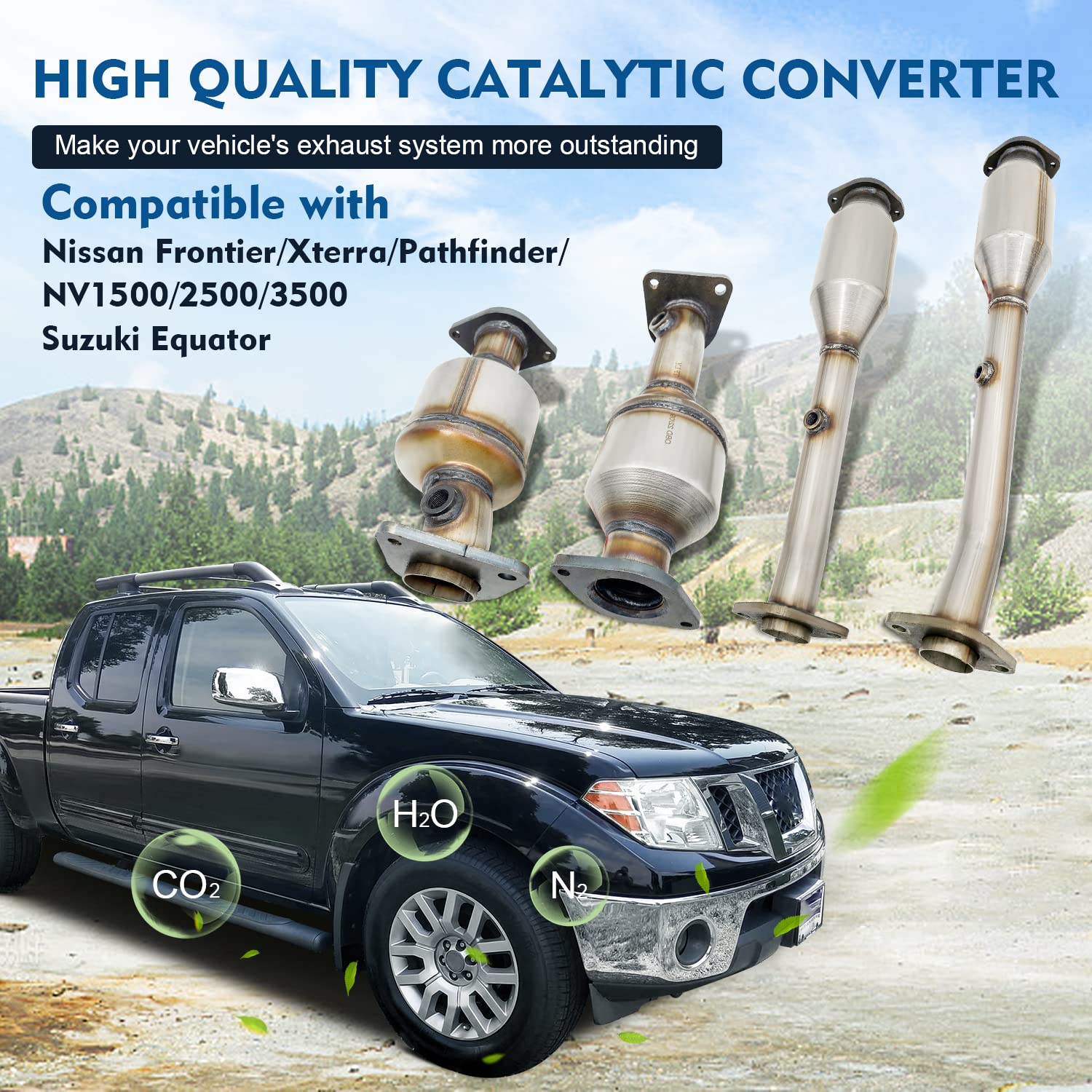 2005-2014 Nissan Frontier/Xterra Catalytic Converter OBD Ⅳ Bolts Gasket fit for 2005-2014 Nissan Frontier/Xterra,2012 NV2500/NV3500,2012-2016 NV1500,2009-2012 Suzuki Equator 4.0L(EPA Compliant)