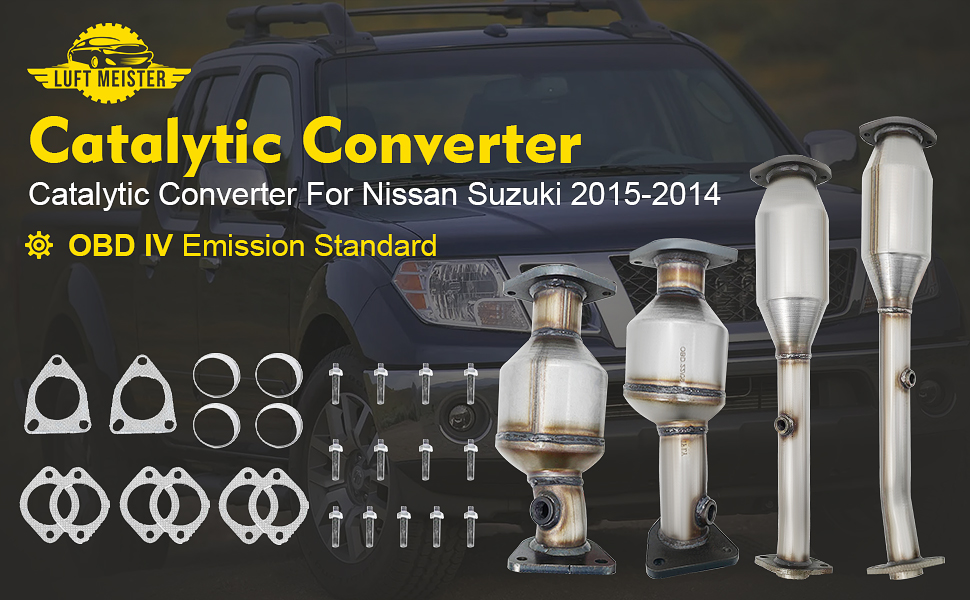 2005-2014 Nissan Frontier/Xterra Catalytic Converter OBD Ⅳ Bolts Gasket fit for 2005-2014 Nissan Frontier/Xterra,2012 NV2500/NV3500,2012-2016 NV1500,2009-2012 Suzuki Equator 4.0L(EPA Compliant)