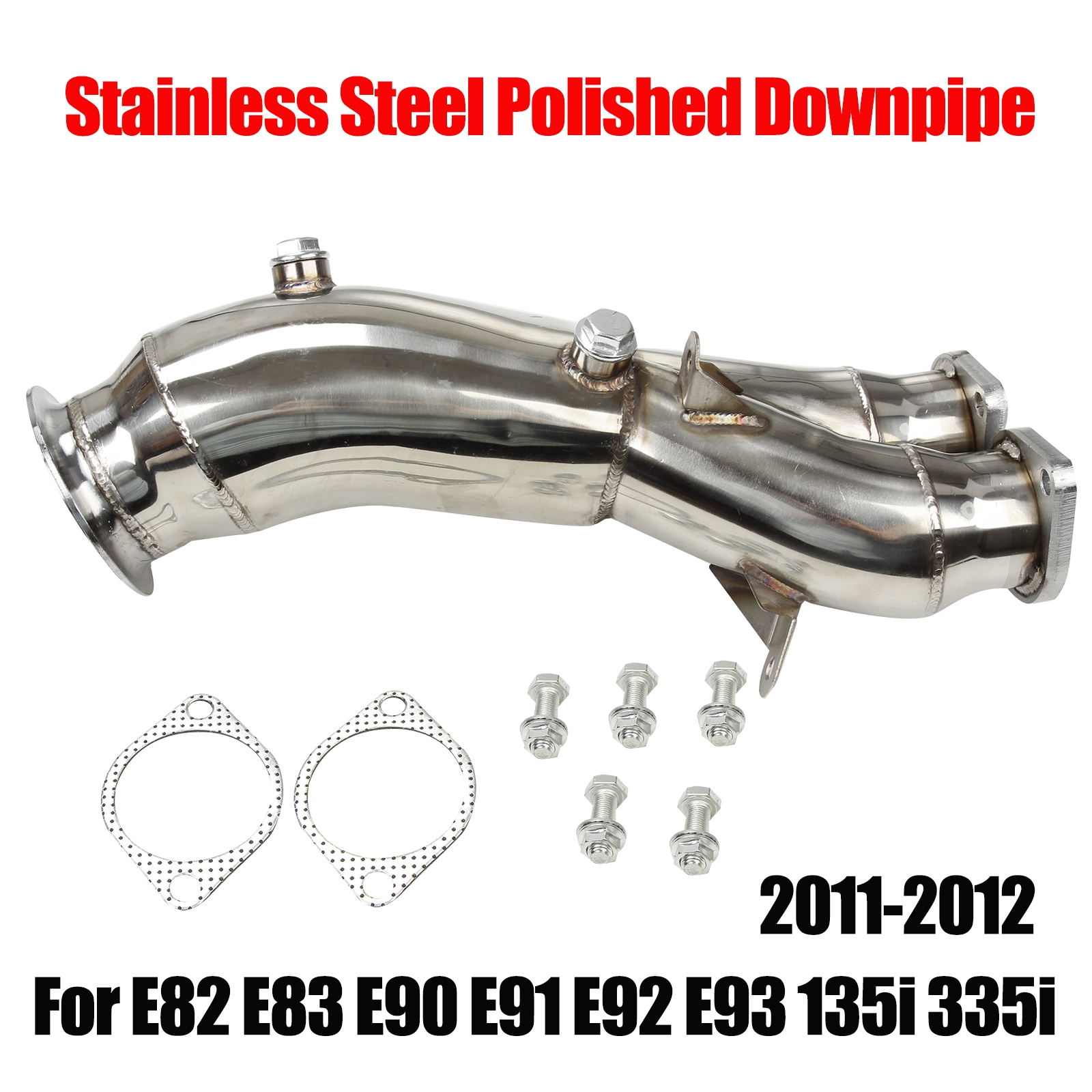 Stainless Steel Exhaust Downpipe fit for 2011-2012 BMW E82 E83 E90 E91 E92 E93 135i 335i Single Turbo
