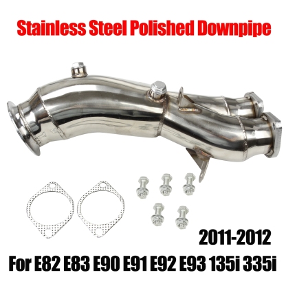 Stainless Steel Exhaust Downpipe fit for 2011-2012 BMW E82 E83 E90 E91 E92 E93 135i 335i Single Turbo
