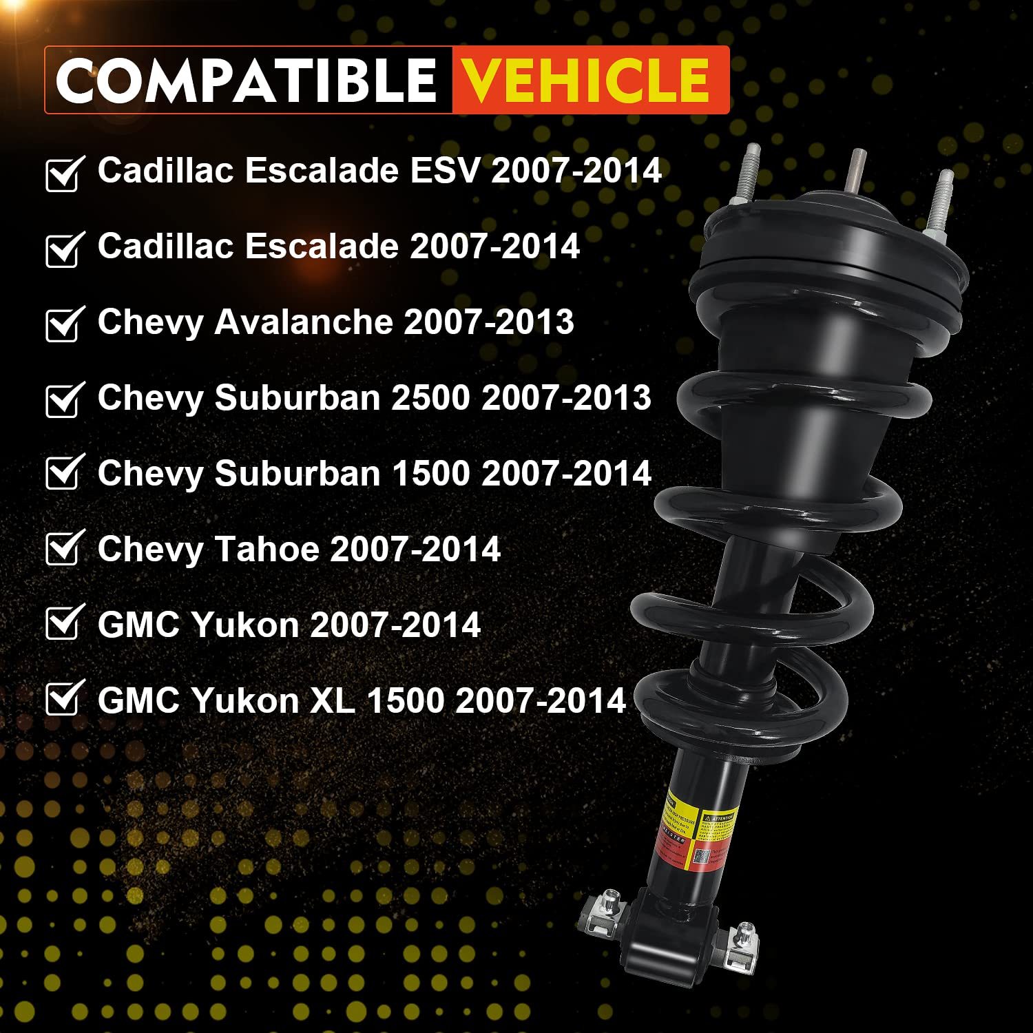 2007-2014 Cadillac Escalade Front Struts Shock Absorber Assembly 580-431 Fit for Chevrolet Silverado 1500, Tahoe, Suburban, Avalanche, GMC Sierra 1500, Yukon, Yukon XL LUFT MEISTER