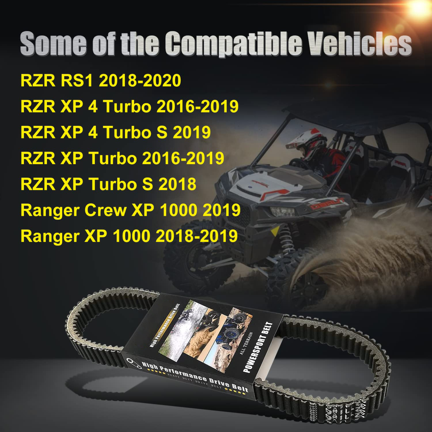 Polaris Drive Belt Heavy Duty Drive Belt for RZR XP 4 Turbo 2016-2019, RZR XP Turbo 2016-2019, RZR RS1 2018-2020 Part Number 3211186 