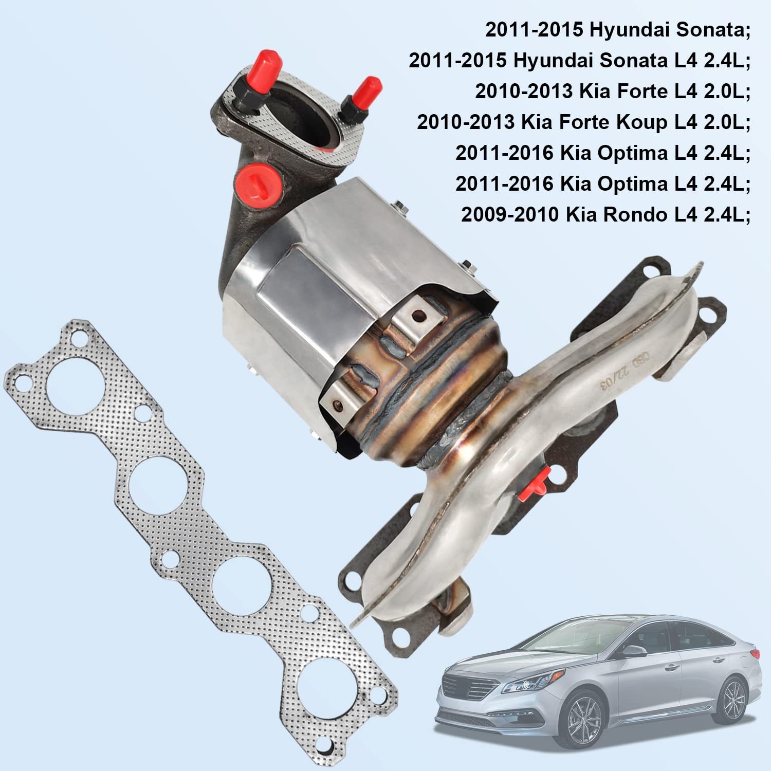 Catalytic Converter Exhaust Manifold 285102G110 Fit for 2011-2015 Hyundai Sonata Hyundai, 2010-2013 Kia Forte Optima Rondo (1 PCS)