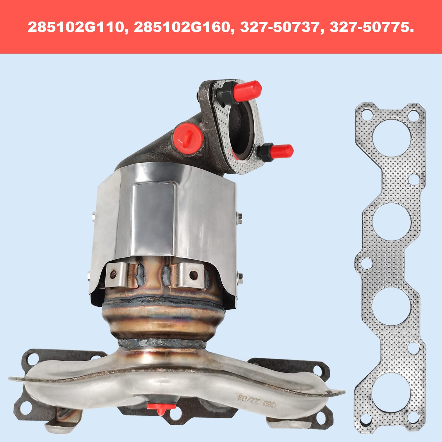 Catalytic Converter Exhaust Manifold 285102G110 Fit for 2011-2015 Hyundai Sonata Hyundai, 2010-2013 Kia Forte Optima Rondo (1 PCS)