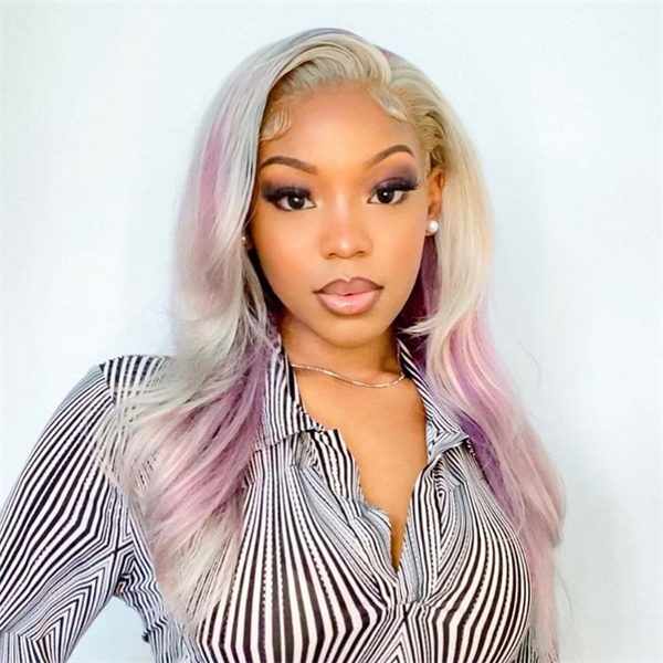 Icy Purple Straight Lace Front Wig With Pre-plucked Edges