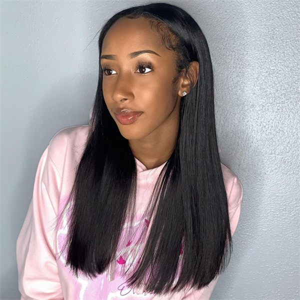 U Part Wigs Straight Human Hair Wig