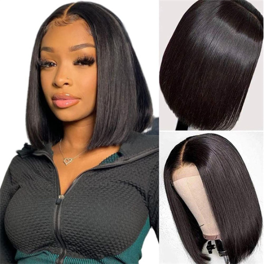 Short Straight Bob Human Hair Lace Closure Cheap Wigs