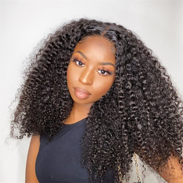 OhMyPretty Glueless Kinky Curly HD Lace Closure Wig With Pre-plucked Edges