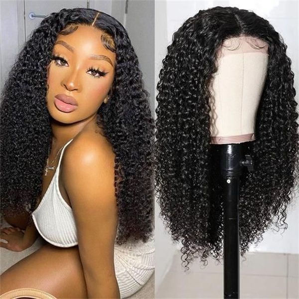 Kinky Curly Lace Closure Wig with Pre-plucked Edges