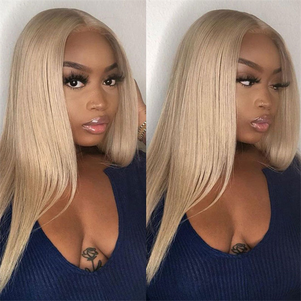 Ash Blonde Straight And Body Wave Lace Front Wig With Pre-plucked Edges