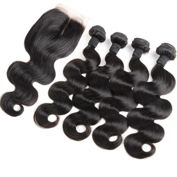 Body Wave Hair 4*4 Lace Closure with 3 Bundles