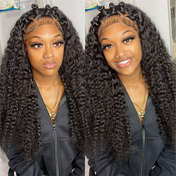 Natural Kinky Curly Lace Front Wig With Pre-plucked Edges