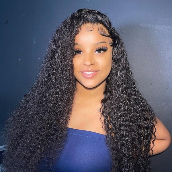 OhMyPretty Kinky Curly Lace Front Wig with Pre-plucked Edges
