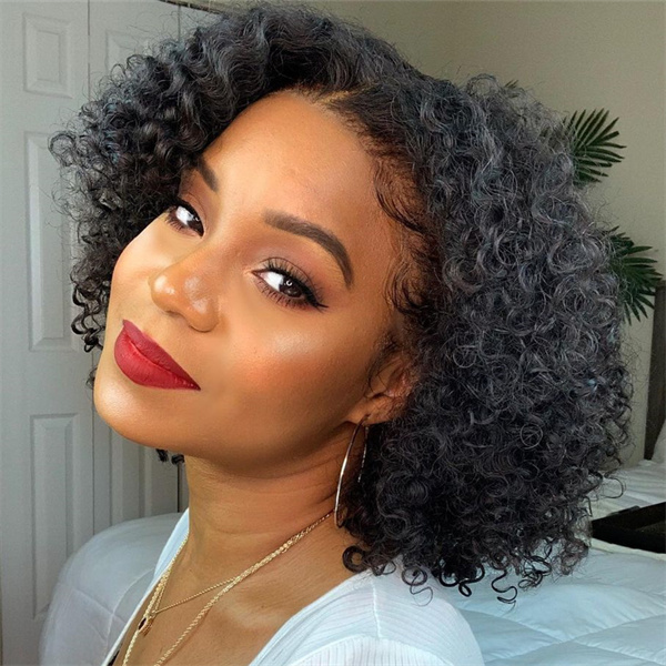 Kinky Curly Bob Wig Human Hair Lace Front Wigs