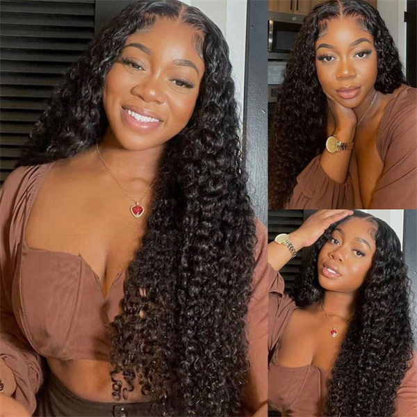 Deep Curly Lace Closure Wig with Pre-plucked Edges