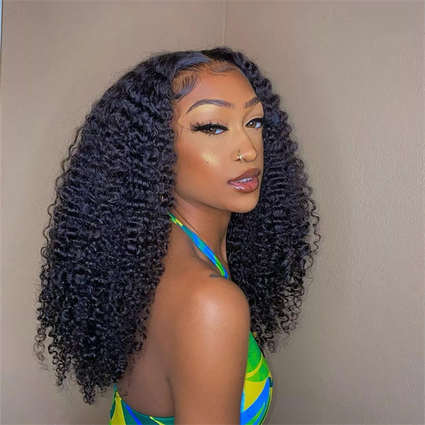 Afro Curls Lace Closure Wig with Pre-plucked Edges