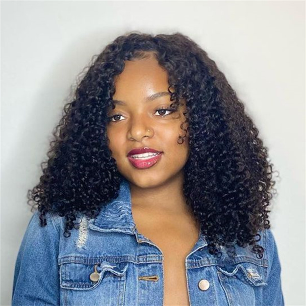 U Part Wigs Kinky Curly Human Hair Cheap Wig