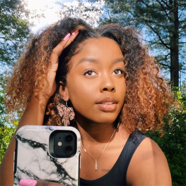 Ombre Brownish-red Colored Kinky Curly Wig