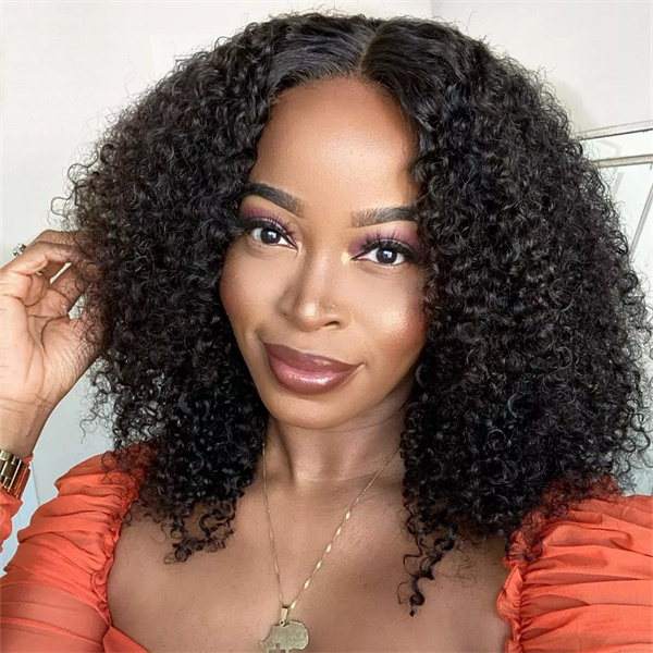 Kinky Curly HD Lace Closure Luxury Wig with Pre-plucked Edges
