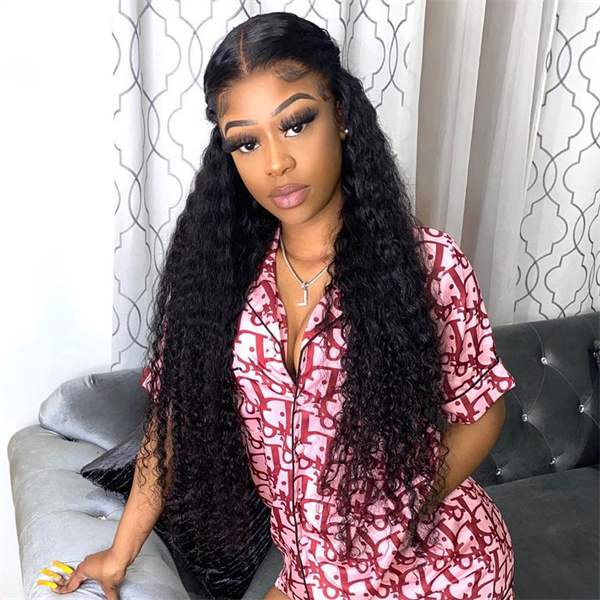 Long Kinky Curly Human Hair Lace Wig