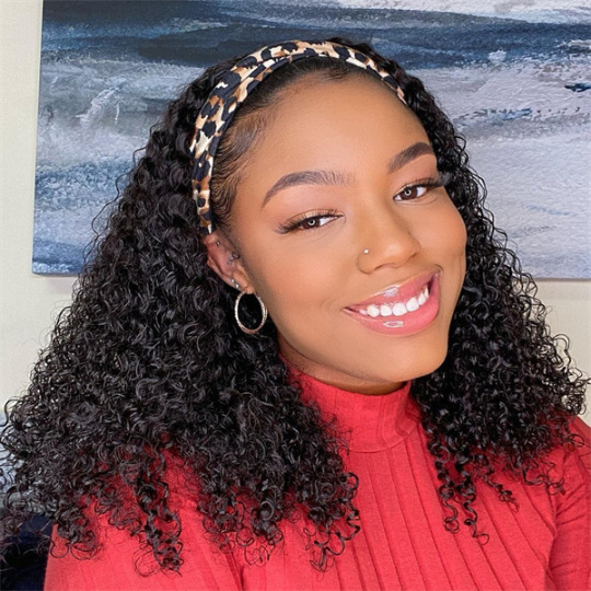 Kinky Curly Headband Human Hair Half Wigs Protective hairstyle