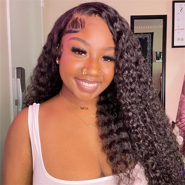 OhMyPretty Deep Curly Lace Front Wig with Pre-plucked Edges