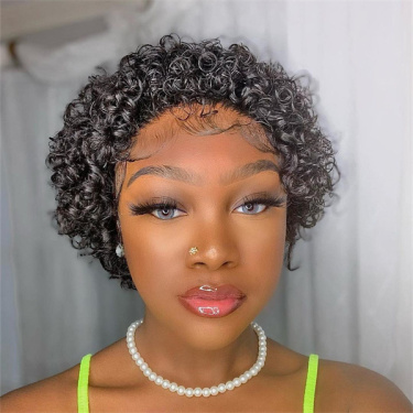 OhMyPretty Short Curly Pixie Cut Bob 13*4 Lace Frontal wig