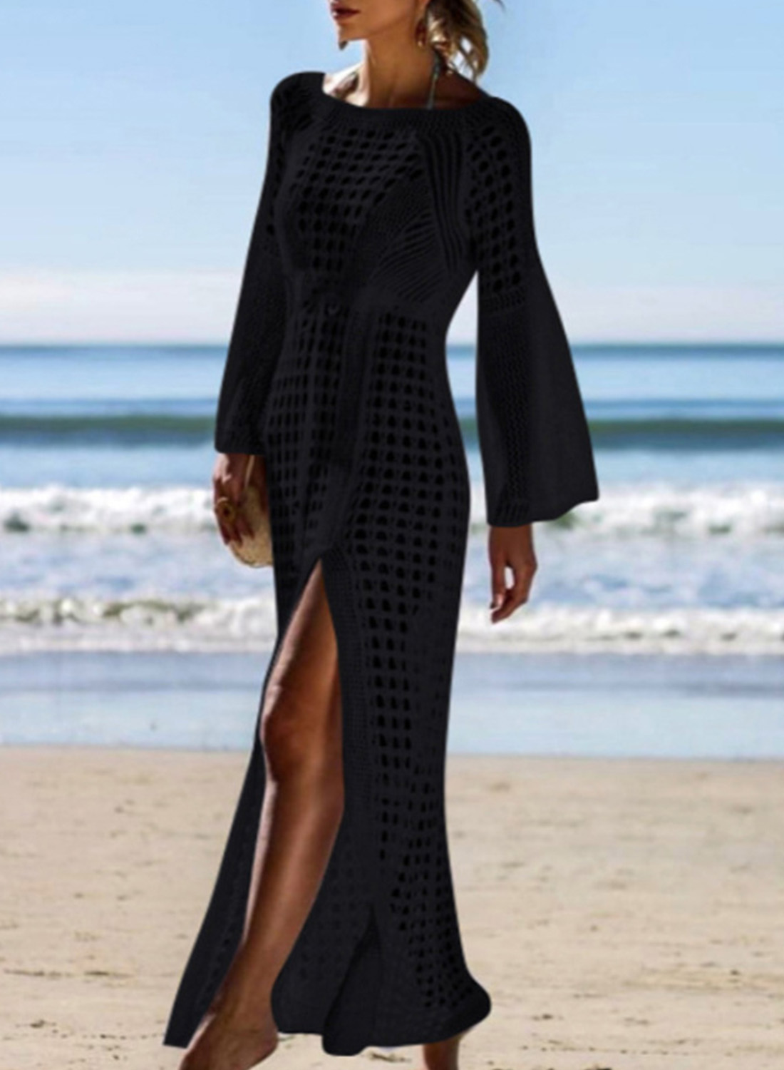 Women's Maxi Dresses Knitted Waist Split Hem Dress