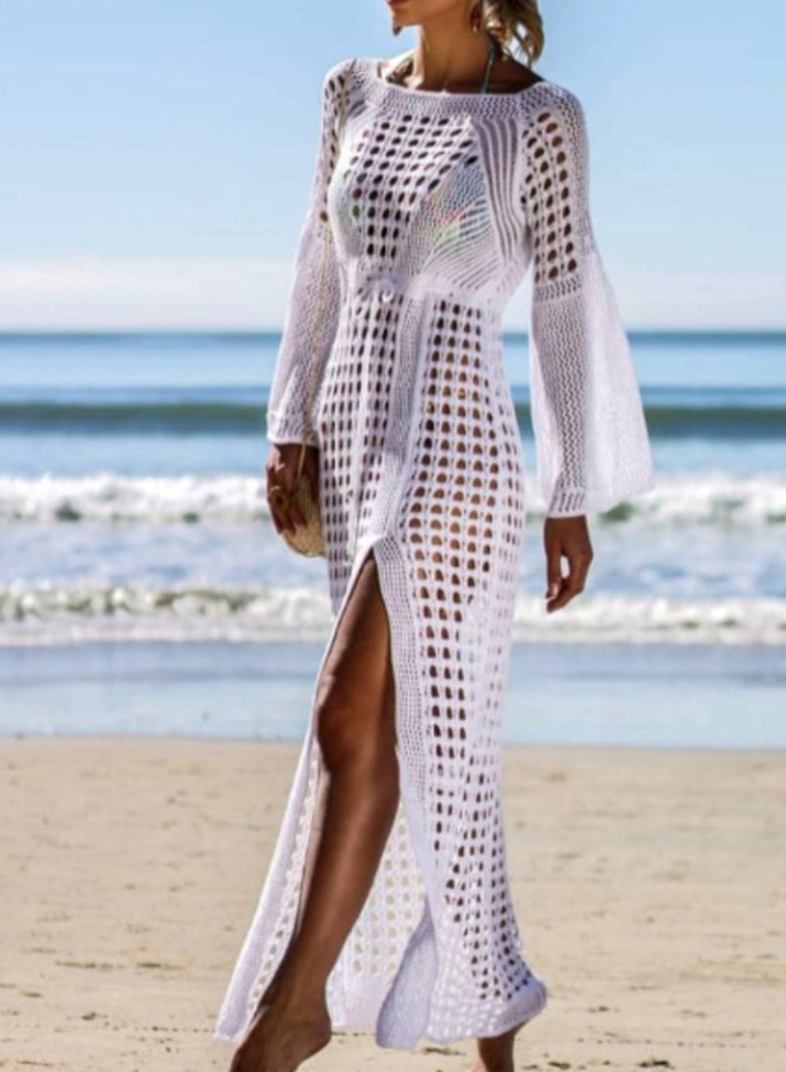 Women's Maxi Dresses Knitted Waist Split Hem Dress