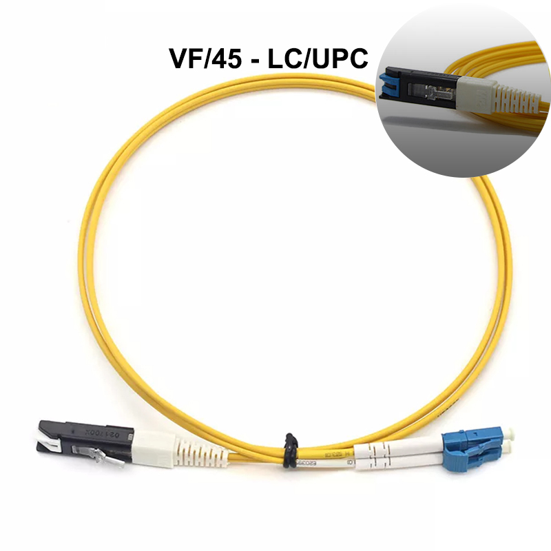 VF45 to LC UPC Duplex OS2 Single Mode PVC (OFNR) 2.0mm Fiber Optic Patch Cable