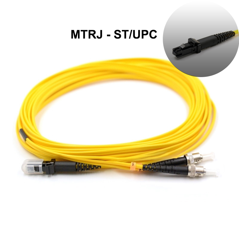 MTRJ to ST UPC Duplex OS2 Single Mode PVC (OFNR) 2.0mm Fiber Optic Patch Cable