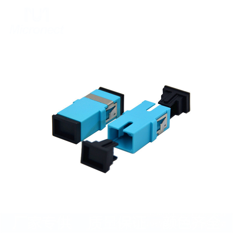 SC Simplex Fiber Optic Adapters Flangeless without screws Metal mounting clip 