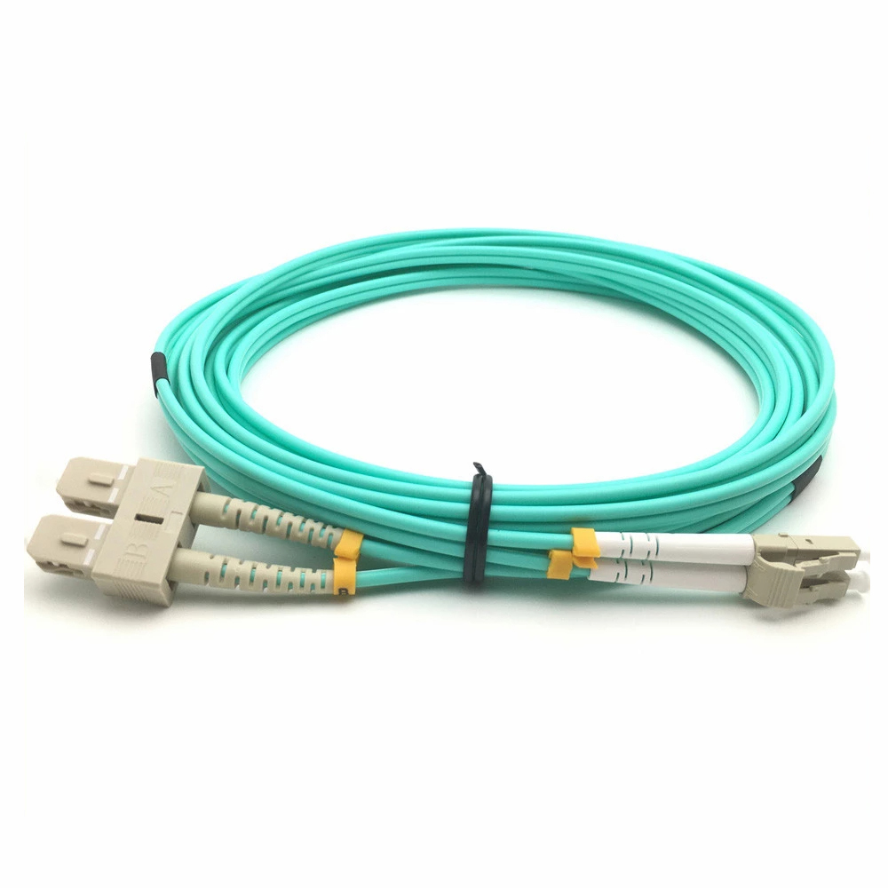 LC UPC to SC UPC Duplex OM3 Multimode PVC (OFNR) 2.0mm Fiber Optic Patch Cable