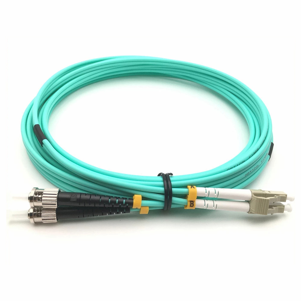 ST UPC to LC UPC Duplex OM3 Multimode PVC (OFNR) 2.0mm Fiber Optic Patch Cable