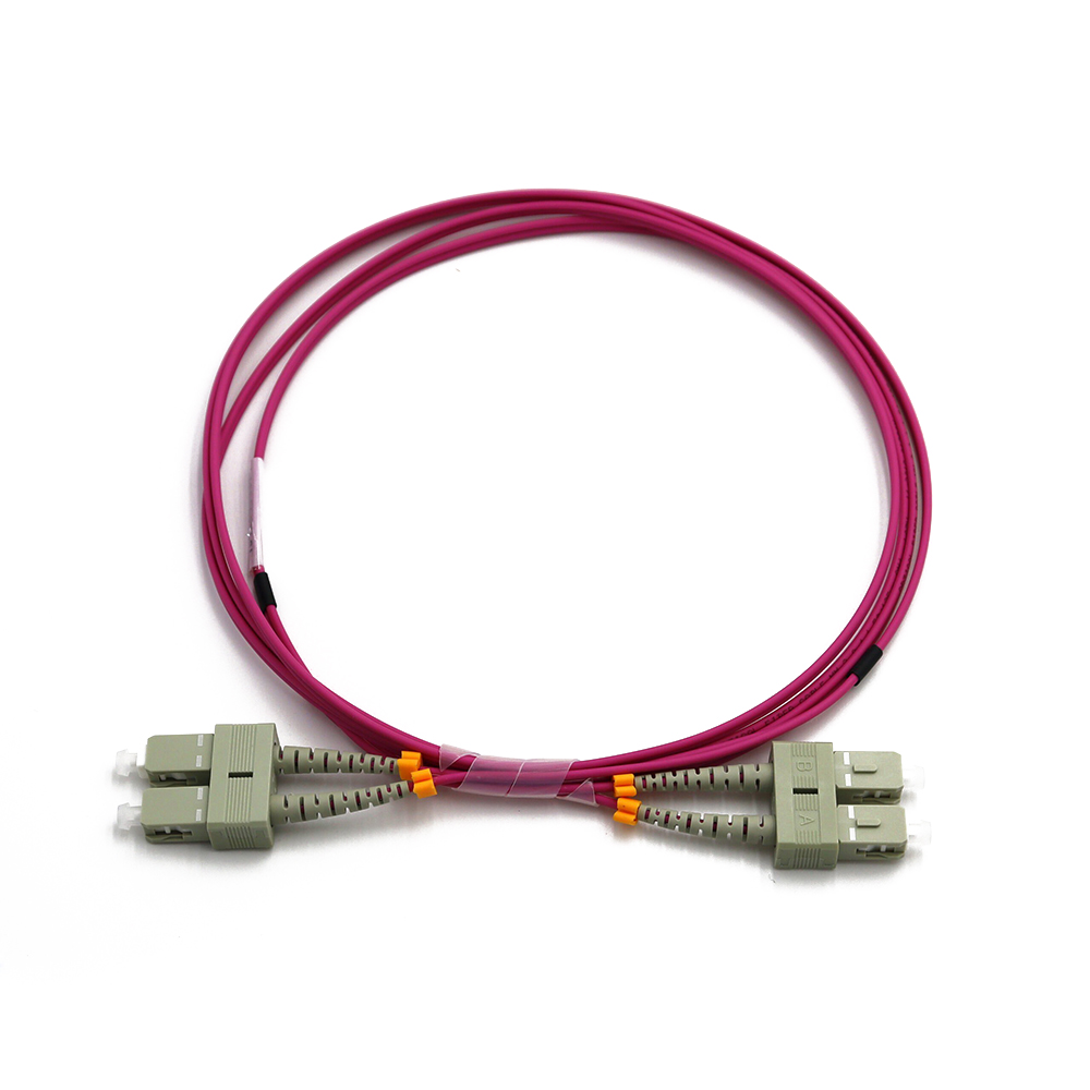 SC UPC to SC UPC Duplex OM4 Multimode PVC (OFNR) 2.0mm Fiber Optic Patch Cable