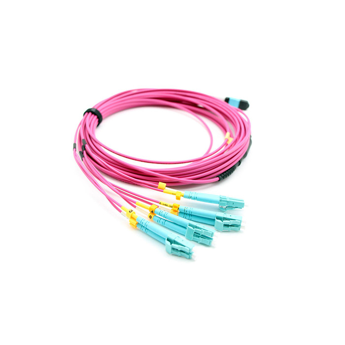 MTP/MPO to 4xLC OM4 Fiber Optic Cable Magenta Polarity Type-B