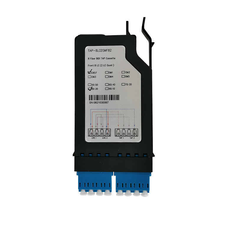 2-Link Bidirectional LC Quad Single-Mode Fiber TAP Module Cassette