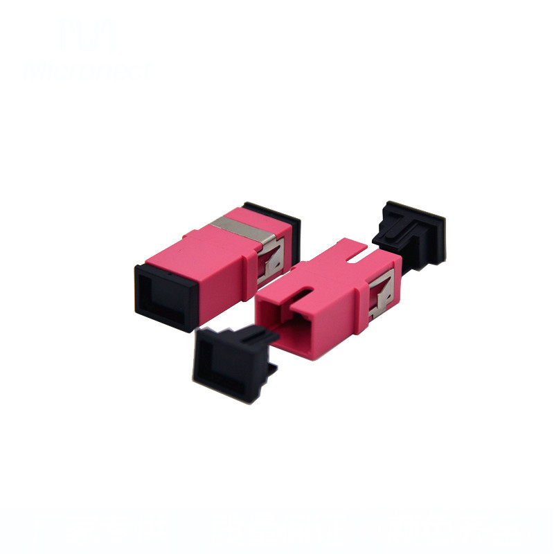 SC Simplex Fiber Optic Adapters Flangeless without screws Metal mounting clip 