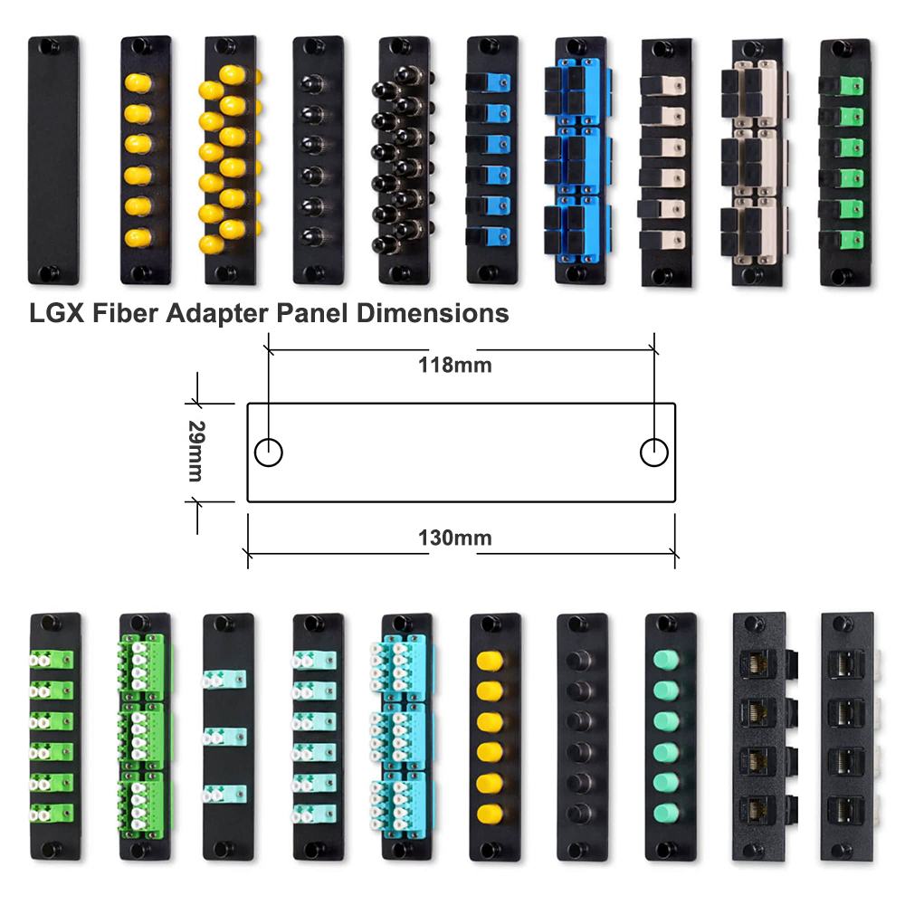 6 Ports MTP/MPO Fiber Adapter Panel Key Up to Key Down (Black)