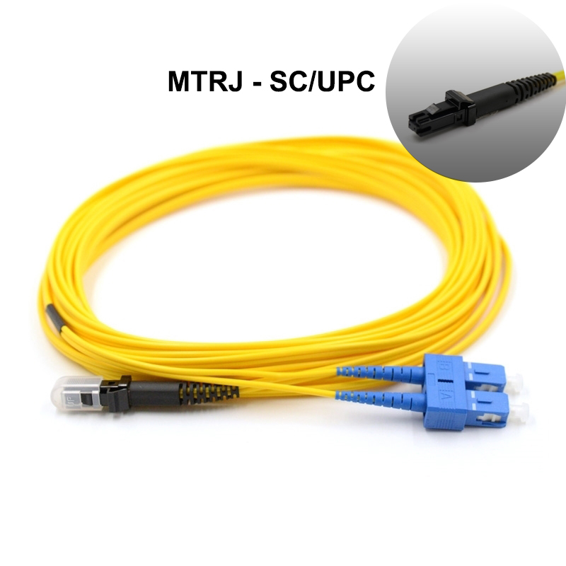MTRJ to SC UPC Duplex OS2 Single Mode PVC (OFNR) 2.0mm Fiber Optic Patch Cable
