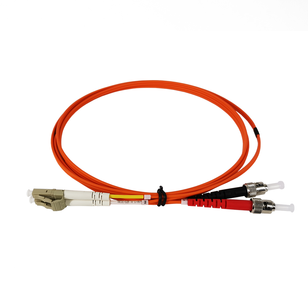 LC UPC to ST UPC Duplex OM2 Multimode PVC (OFNR) 2.0mm Fiber Optic Patch Cable