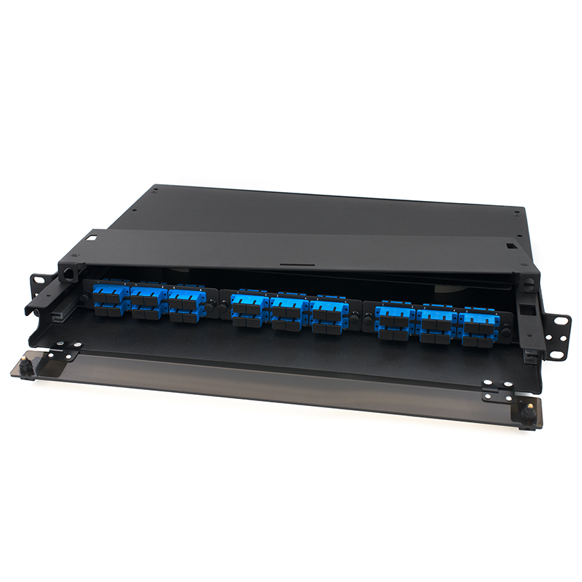 1U 19" Rack-mount Slide Out Panel Fiber Enclosure with 3 LGX slots