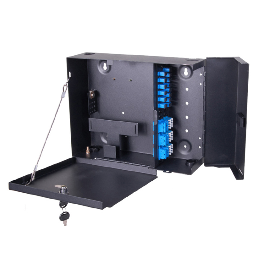 Wall-mountable Dual Door Fiber Termination Box | 4 LGX panel slots | 96F LC 48F SC